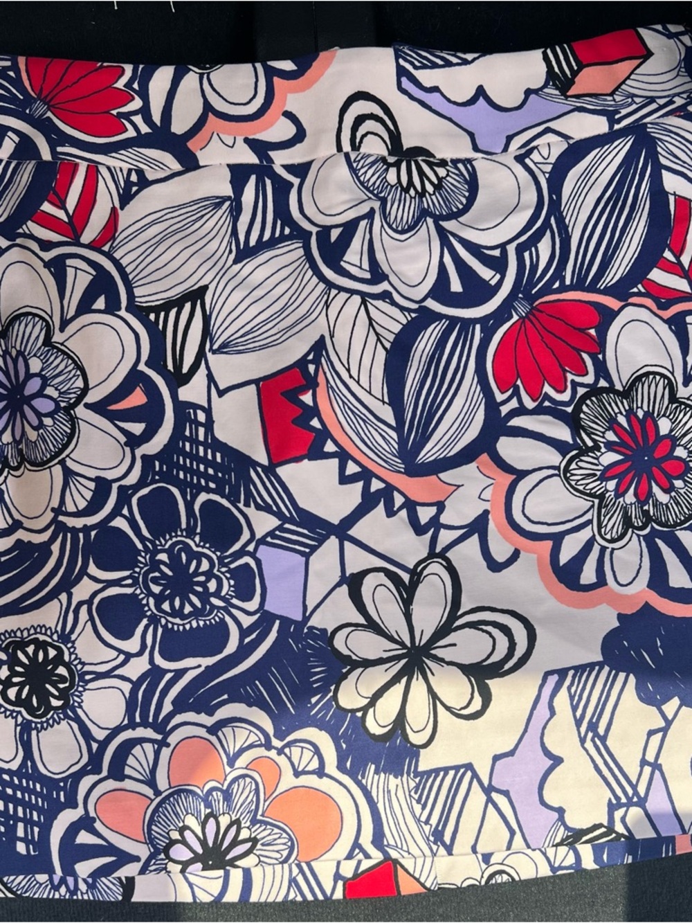 Express Navy Floral Skirt with Coral & Lavender Accents